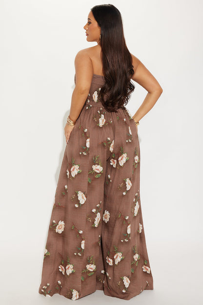 Scarlet Wide Leg Jumpsuit - Brown/combo