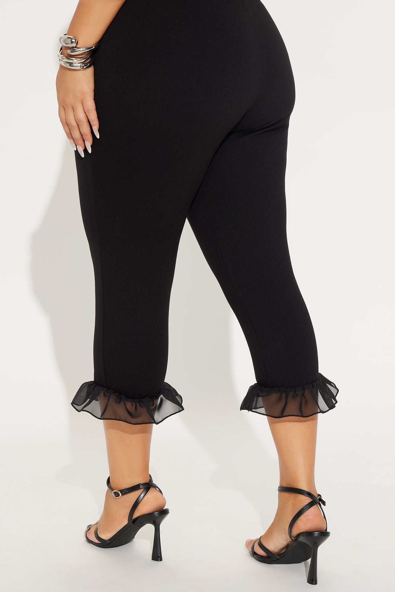 Charlotte Ruffle Capri Jumpsuit - Black