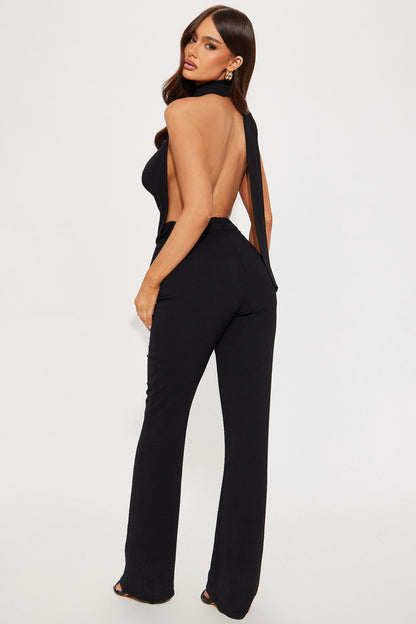 First Class Only Cowl Neck Jumpsuit - Black
