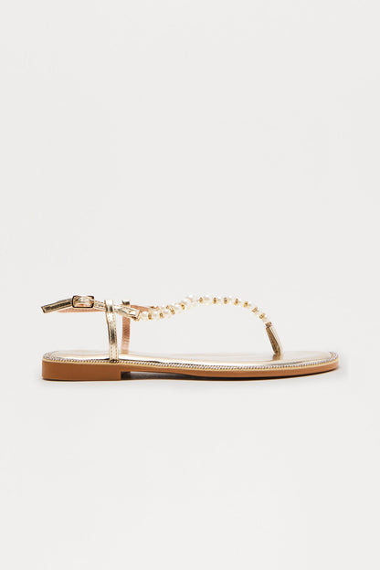 Liz Pearl Strappy Sandals - Gold