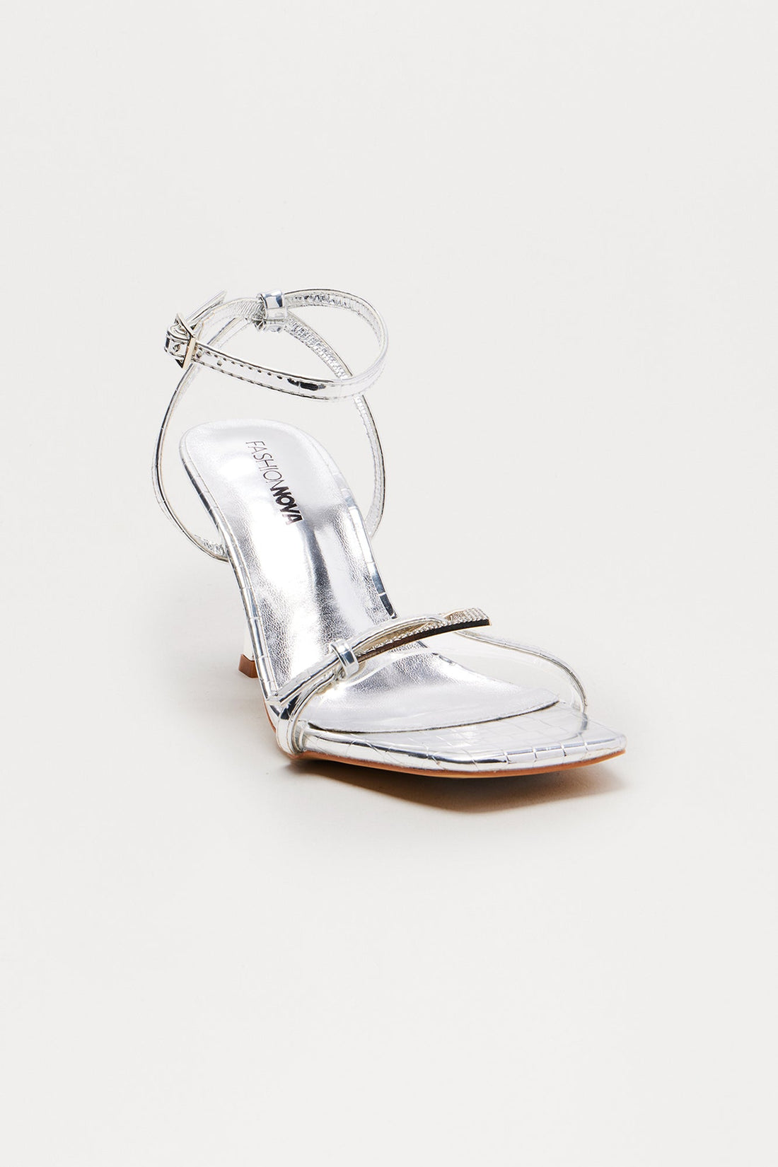 Laraline Croc Heels - Silver