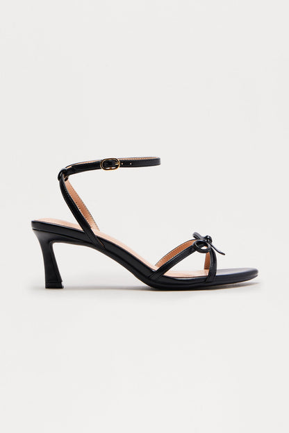 Genevieve Bow Kitten Heels - Black