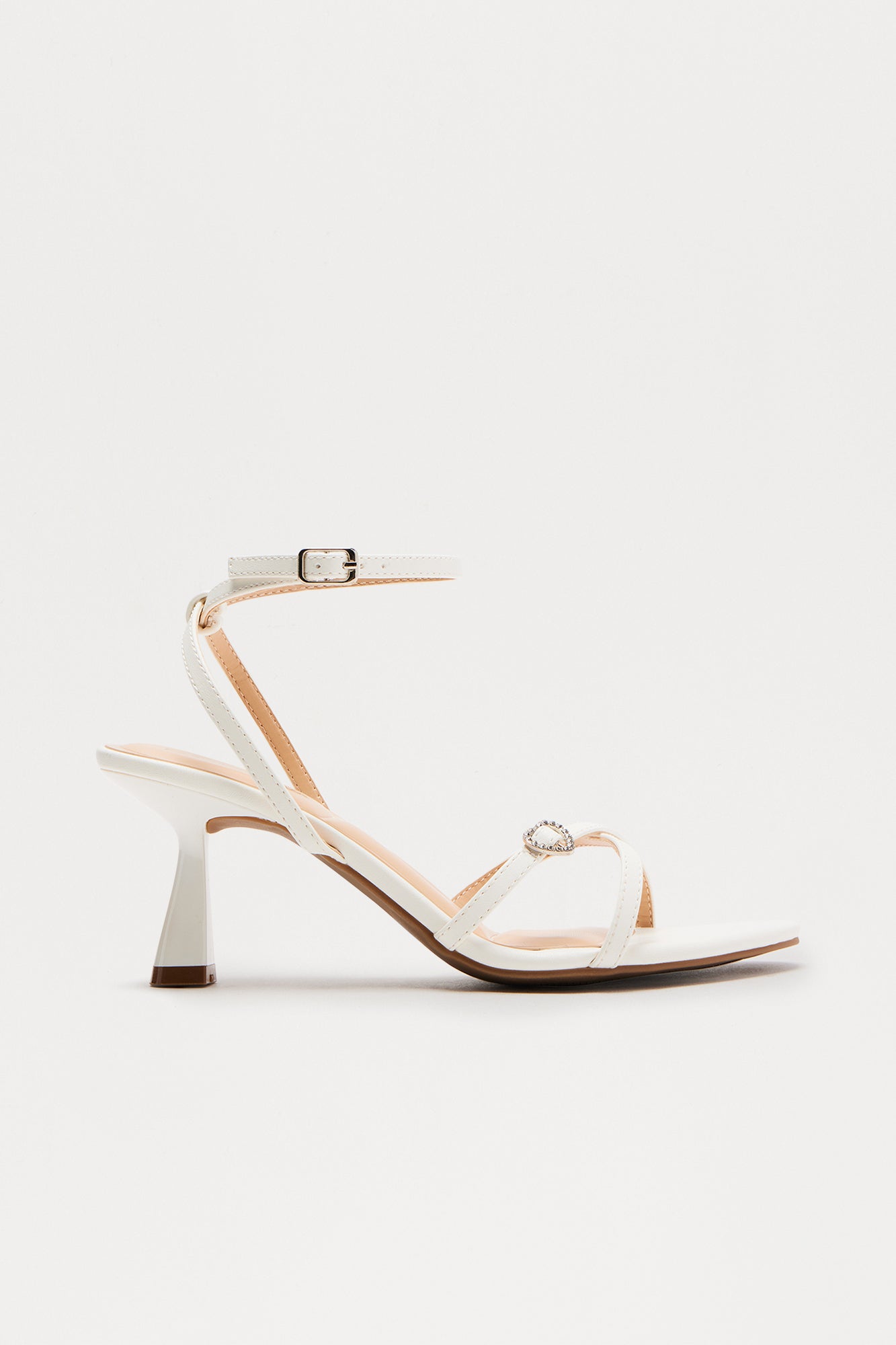 Stillar Ankle Strap Heels - White
