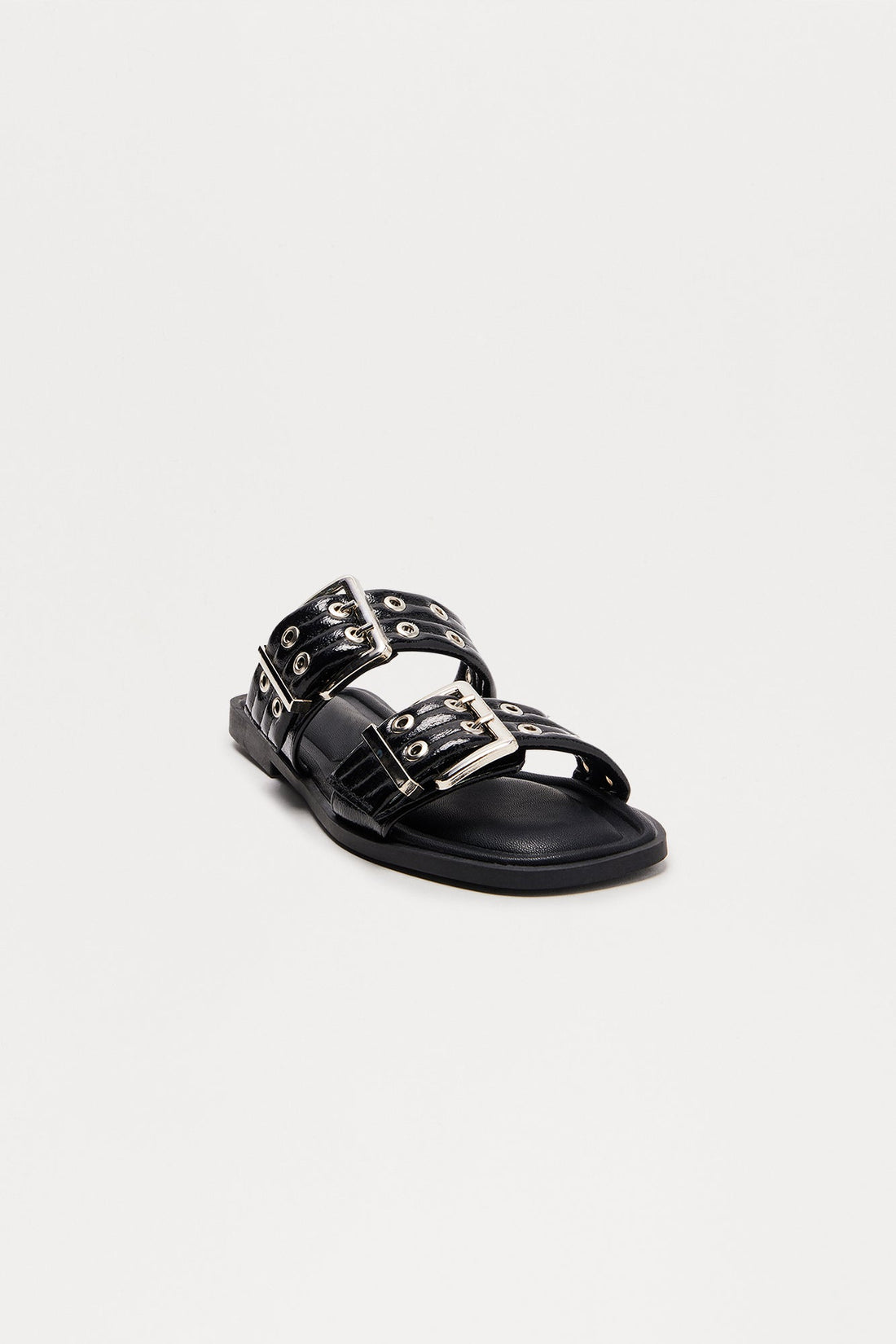 Zuma Buckle Slip On Sandals - Black