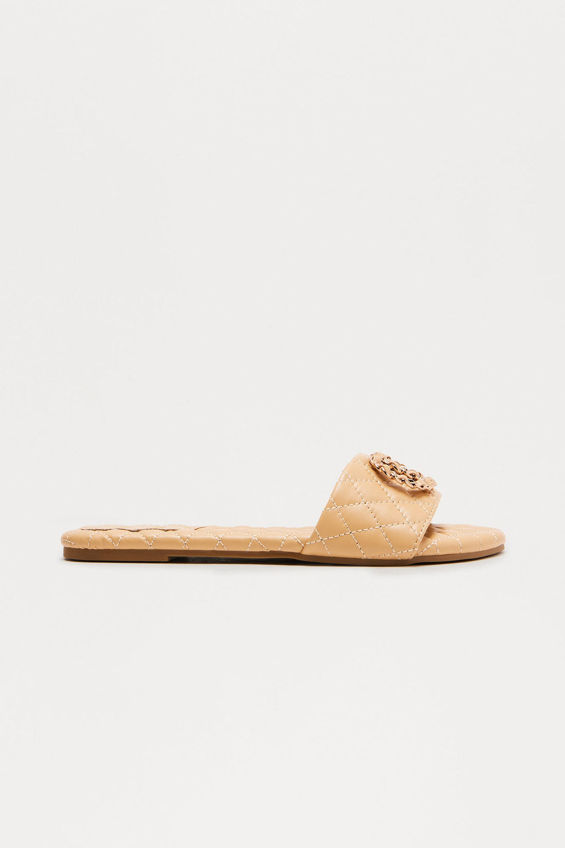 Seb Quilted Hardware Sandals - Nude