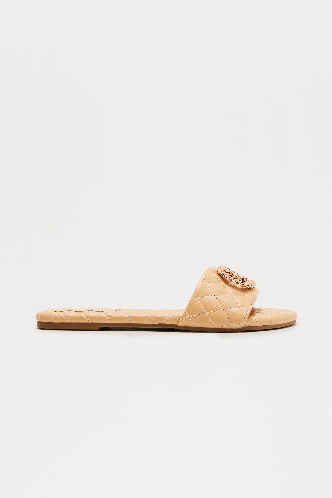 Seb Quilted Hardware Sandals - Nude