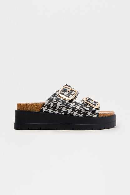 Canton Buckle Platform Sandals - Black/White