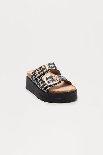 Canton Buckle Platform Sandals - Black/White