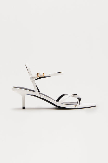 Trin Ankle Strap Heels - White
