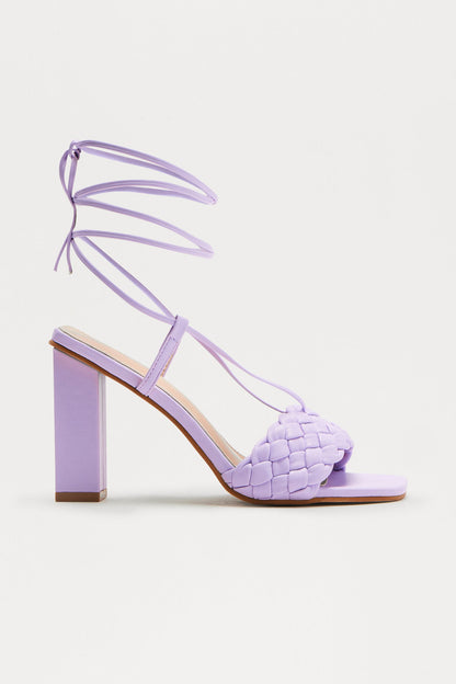 Stelly Braided Wrap Up Heels - Lilac