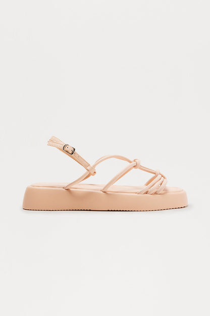 Barrie Faux Leather Sandals - Nude