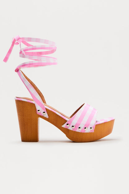 Kyrie Wrap Up Heels - White/Pink