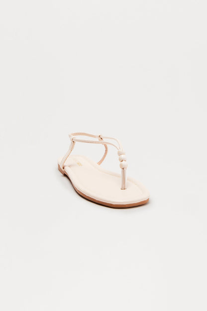 Suzu Beaded Sandals - Beige