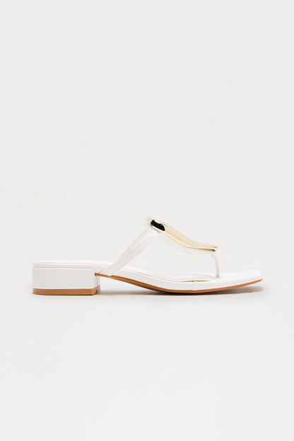 Montie Hardware Flip Flops - White
