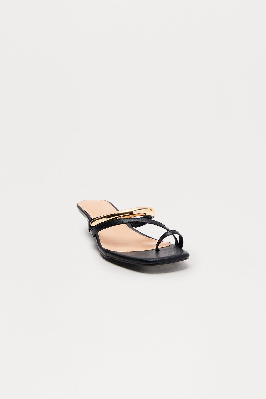 Bubbly Toe Ring Kitten Heels - Black