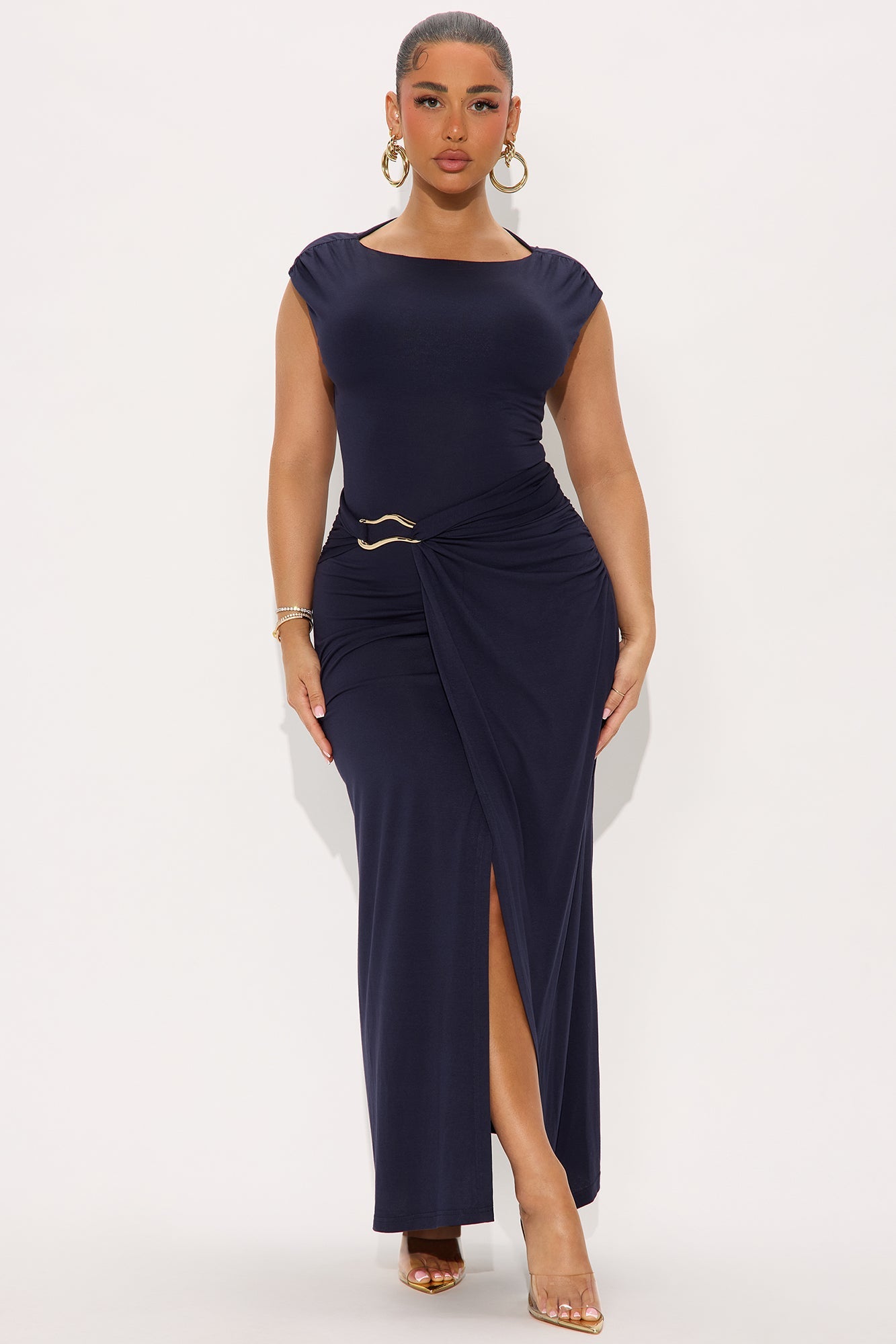 Tamira Ruched Maxi Dress - Navy