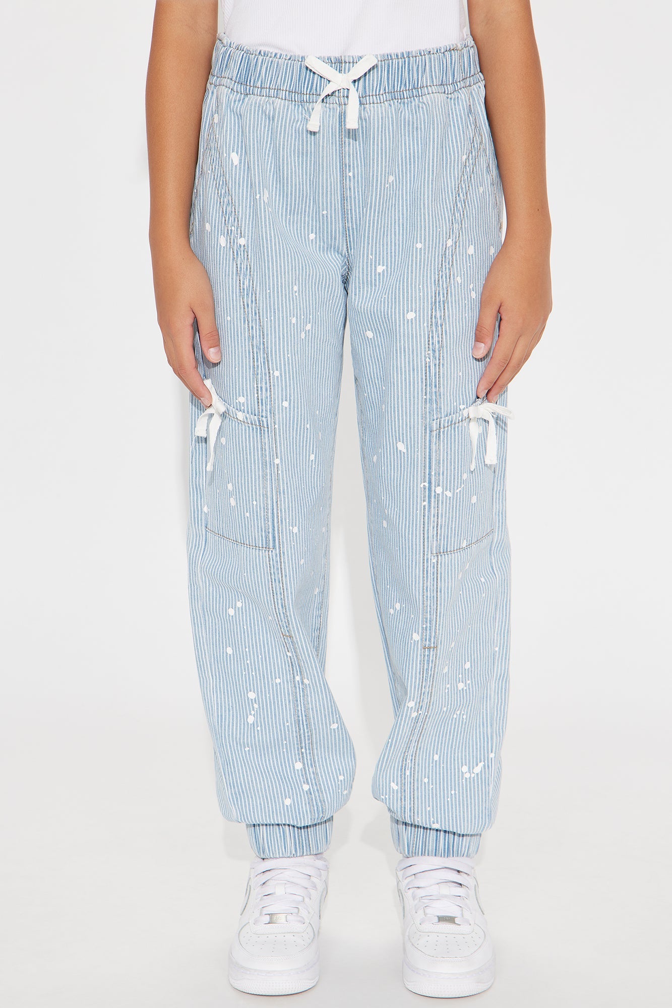 Mini Verina Non Stretch Stripe Denim Joggers - Light Wash