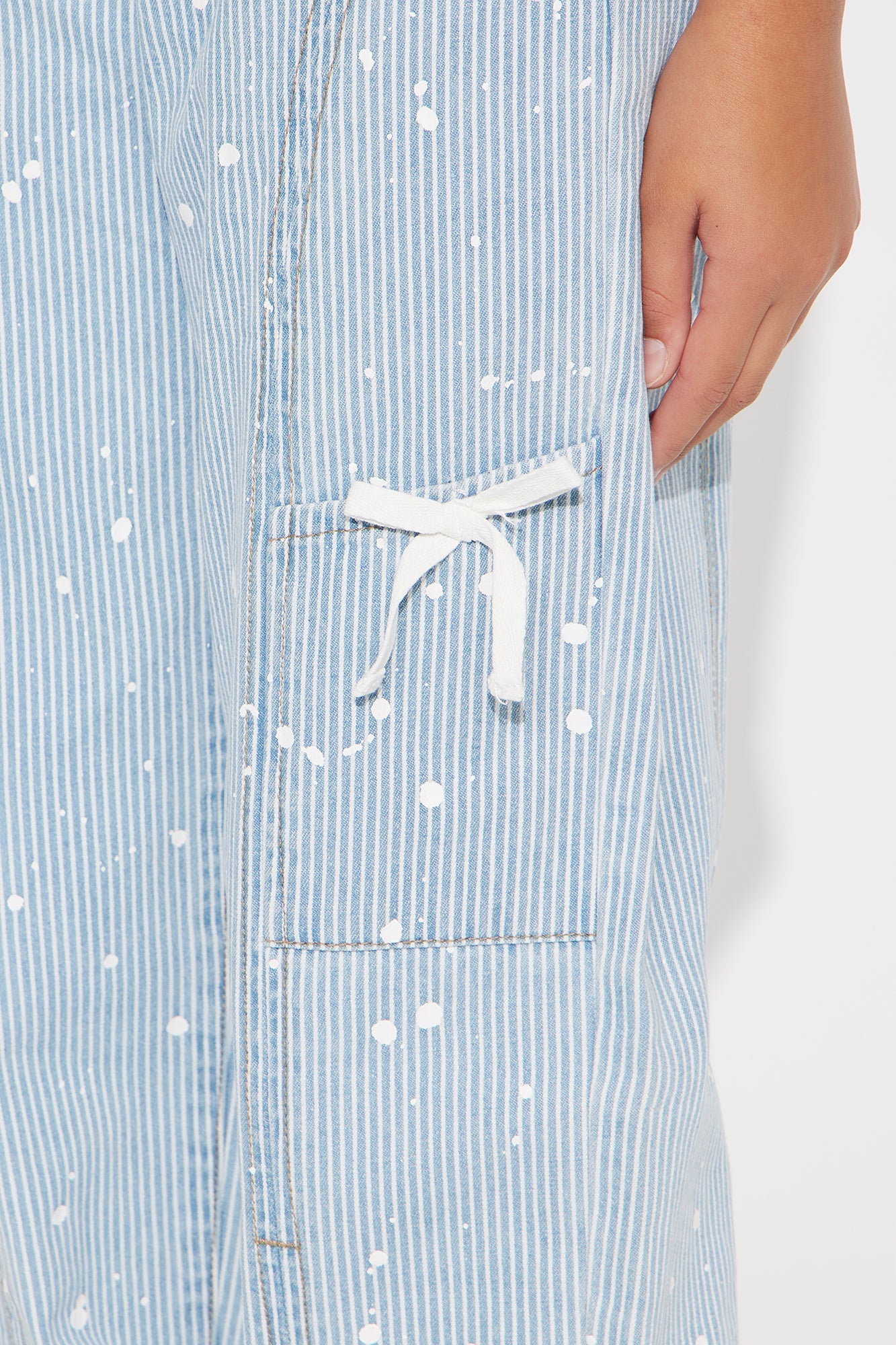 Mini Verina Non Stretch Stripe Denim Joggers - Light Wash