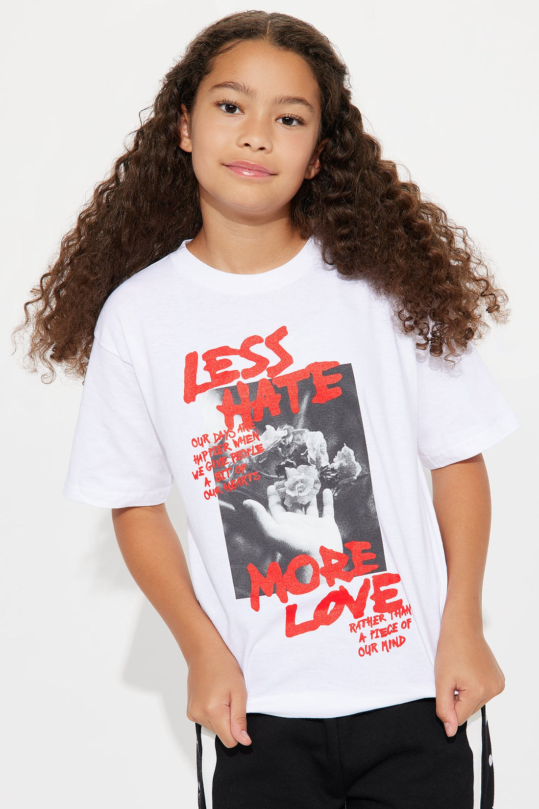 Mini Less Hate More Love Tee - White