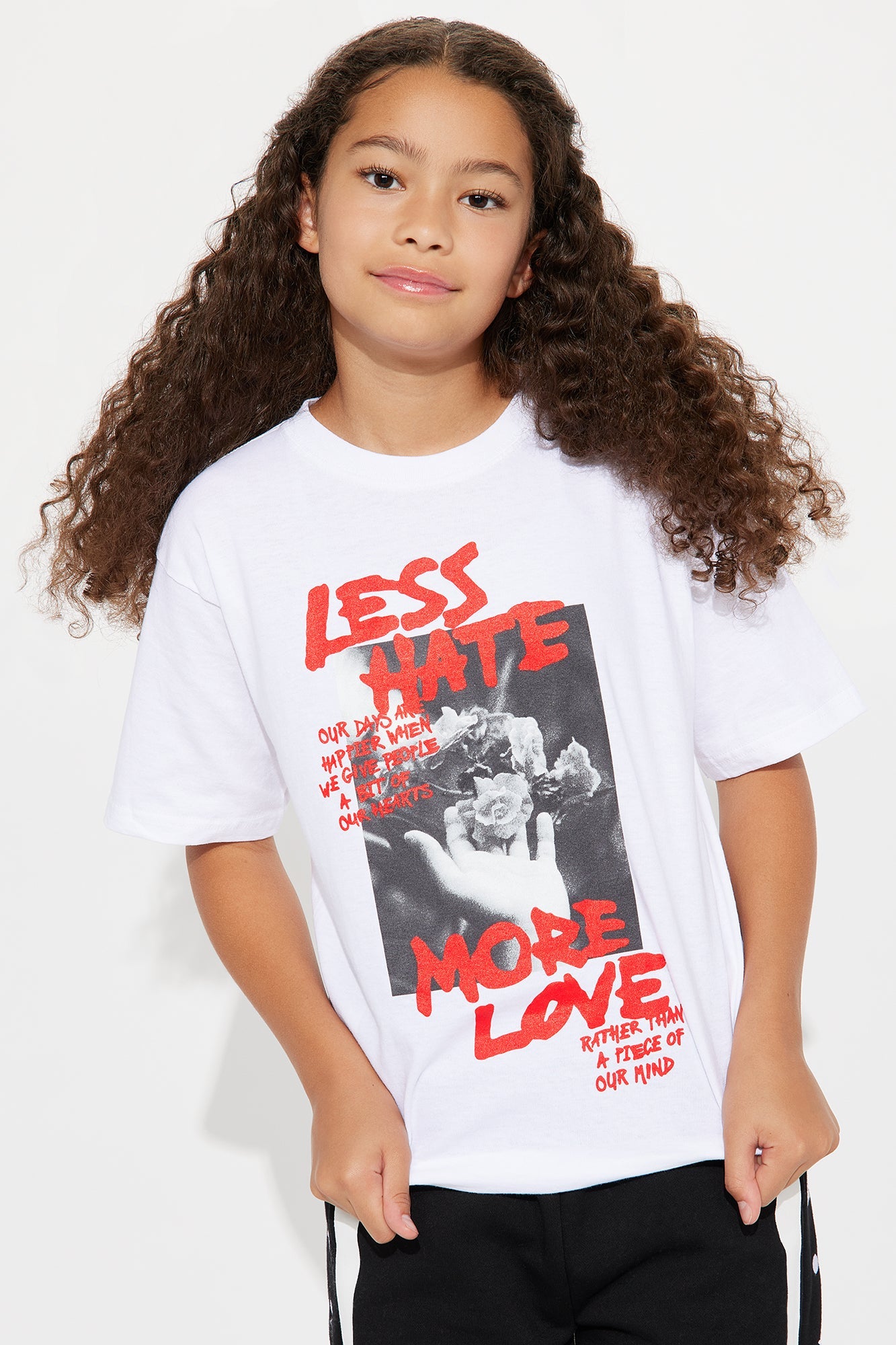 Mini Less Hate More Love Tee - White