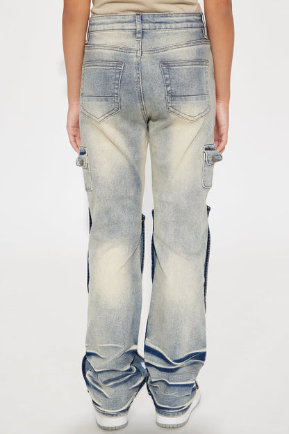 Mini Snap Out Of It Wide Leg Utility Jeans - Medium Wash