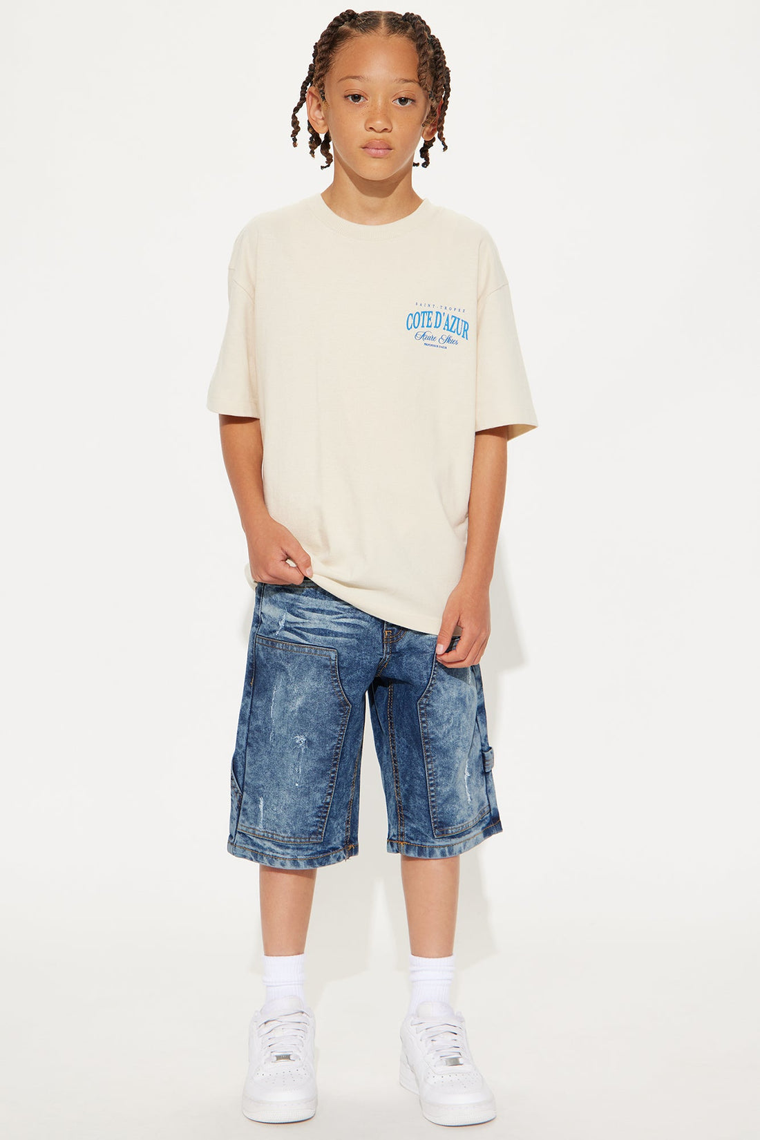 Mini He Can Do Anything Denim Shorts - Indigo