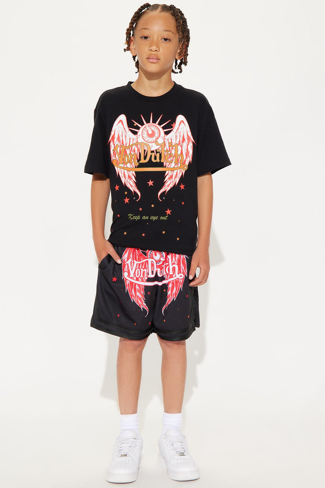 Mini Von Dutch Eyeball Relaxed Drawstring Shorts - Black