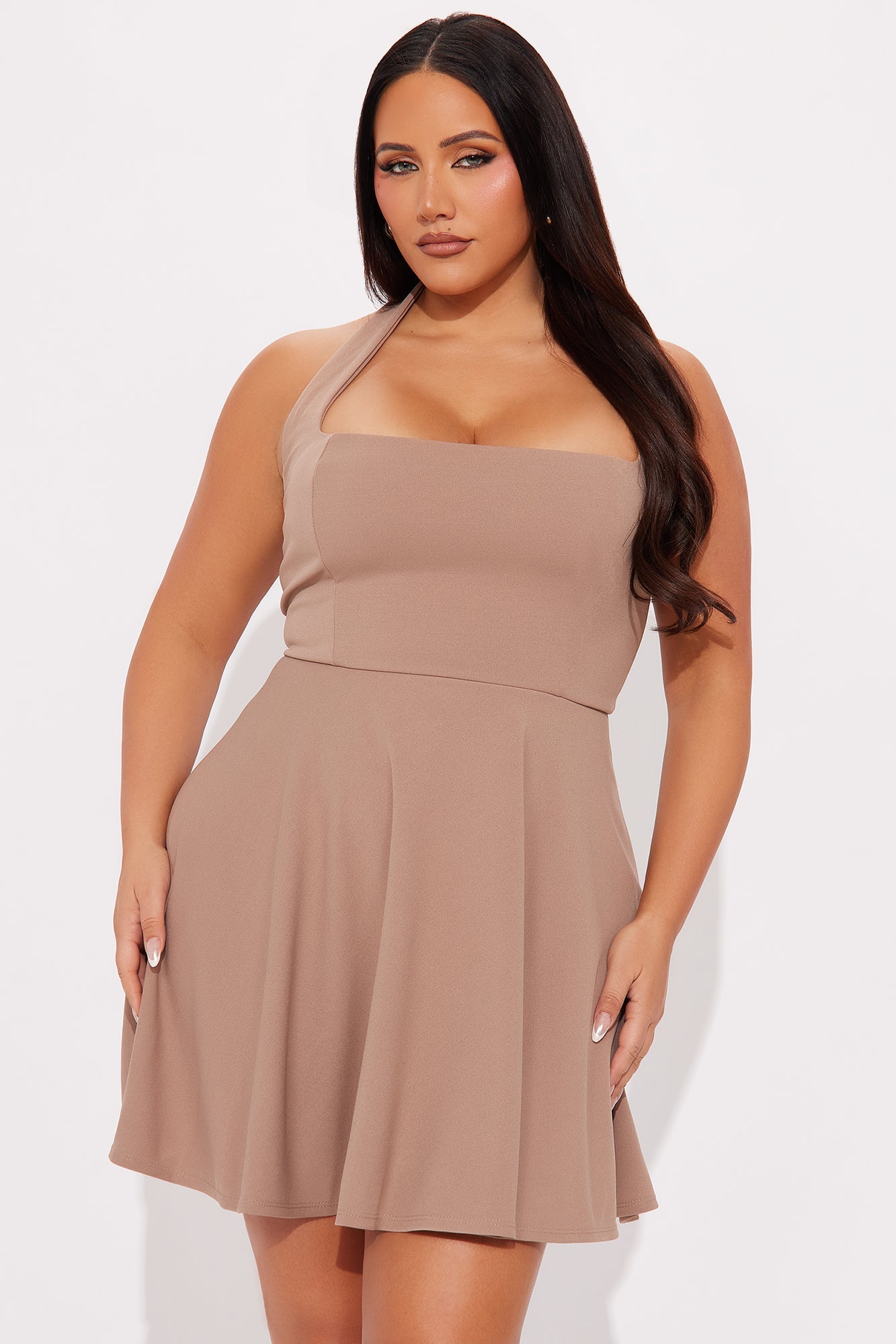 Alena Halter Mini Dress - Khaki