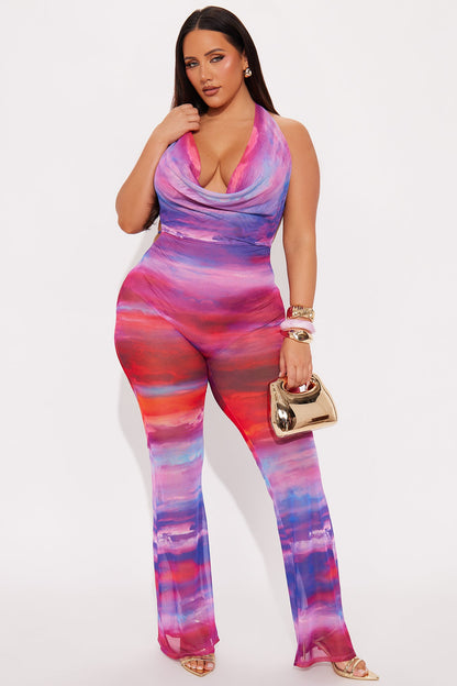 Danielle Ombre Mesh Jumpsuit - Purple/combo
