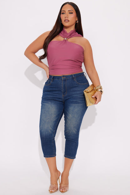 Noticed Class Mock Neck Top - Plum