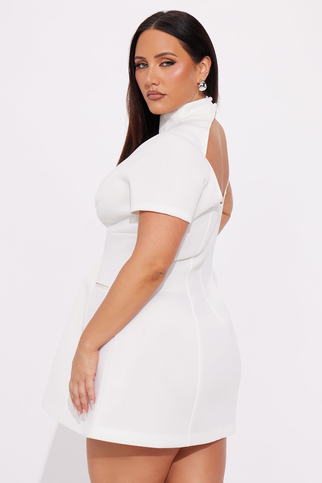Major Moves Short Sleeve Scuba Micro Mini Dress - White