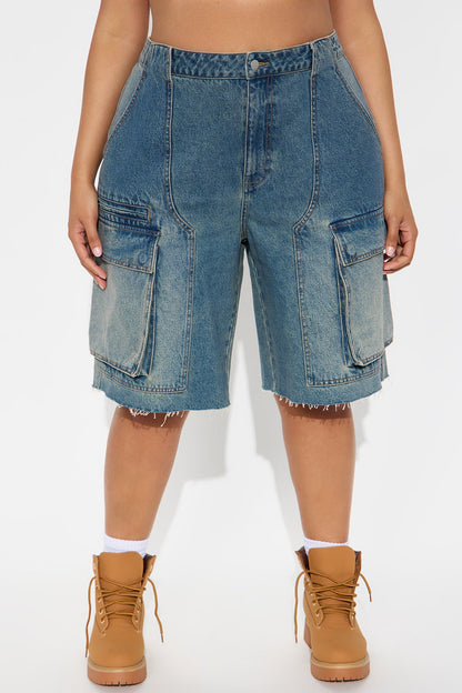 Parker Denim Cargo Jorts - Medium Wash