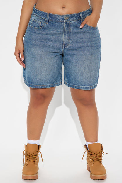 All Day Non Stretch Denim Jorts - Medium Wash