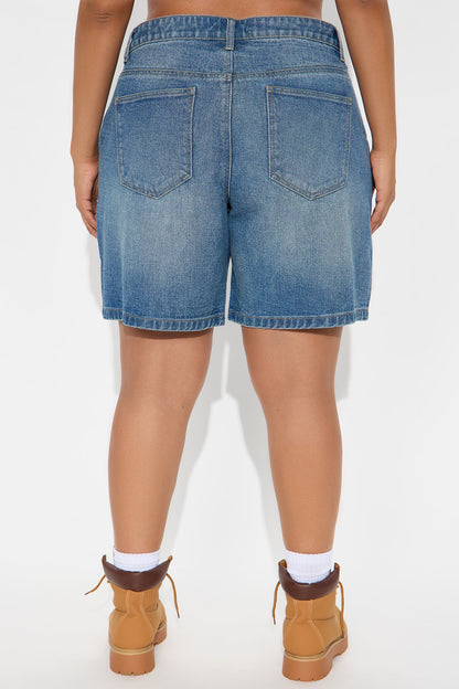 All Day Non Stretch Denim Jorts - Medium Wash