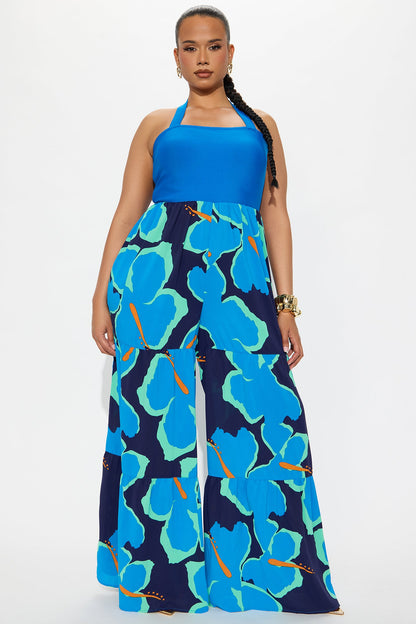 Zion Halter Jumpsuit - Blue/combo