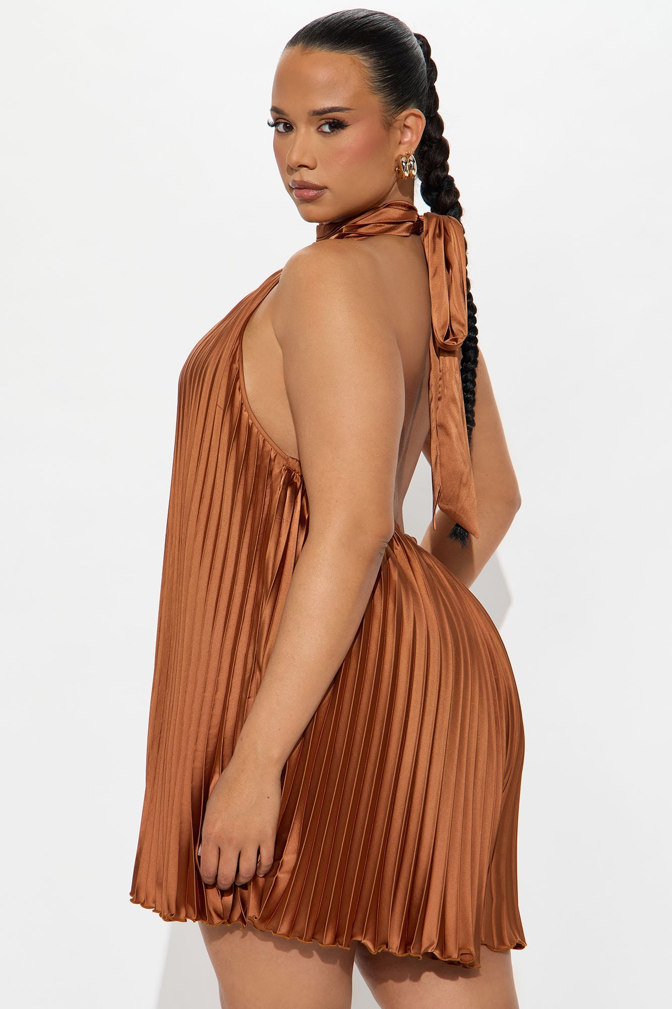 Island Mist Pleated Romper - Cognac