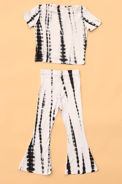 Mini Jazmin Flare Tie Dye Pant Set - White/combo