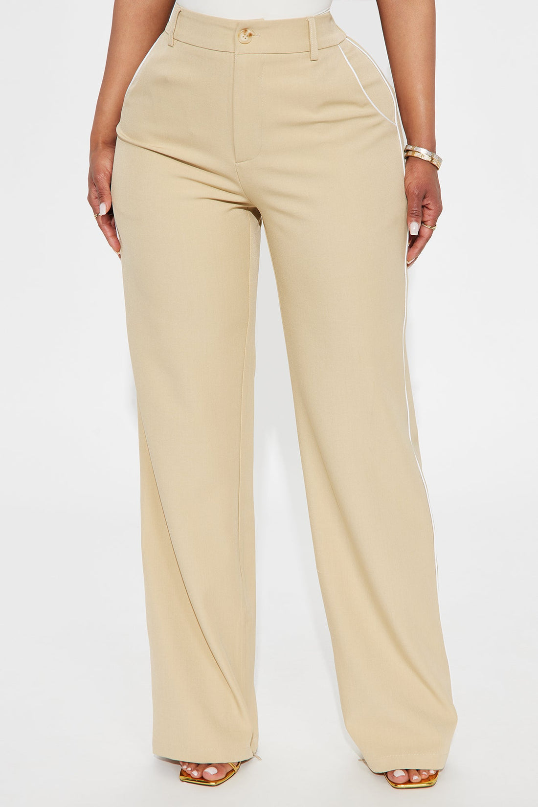 Camryn Wide Leg Trouser Pant - Khaki