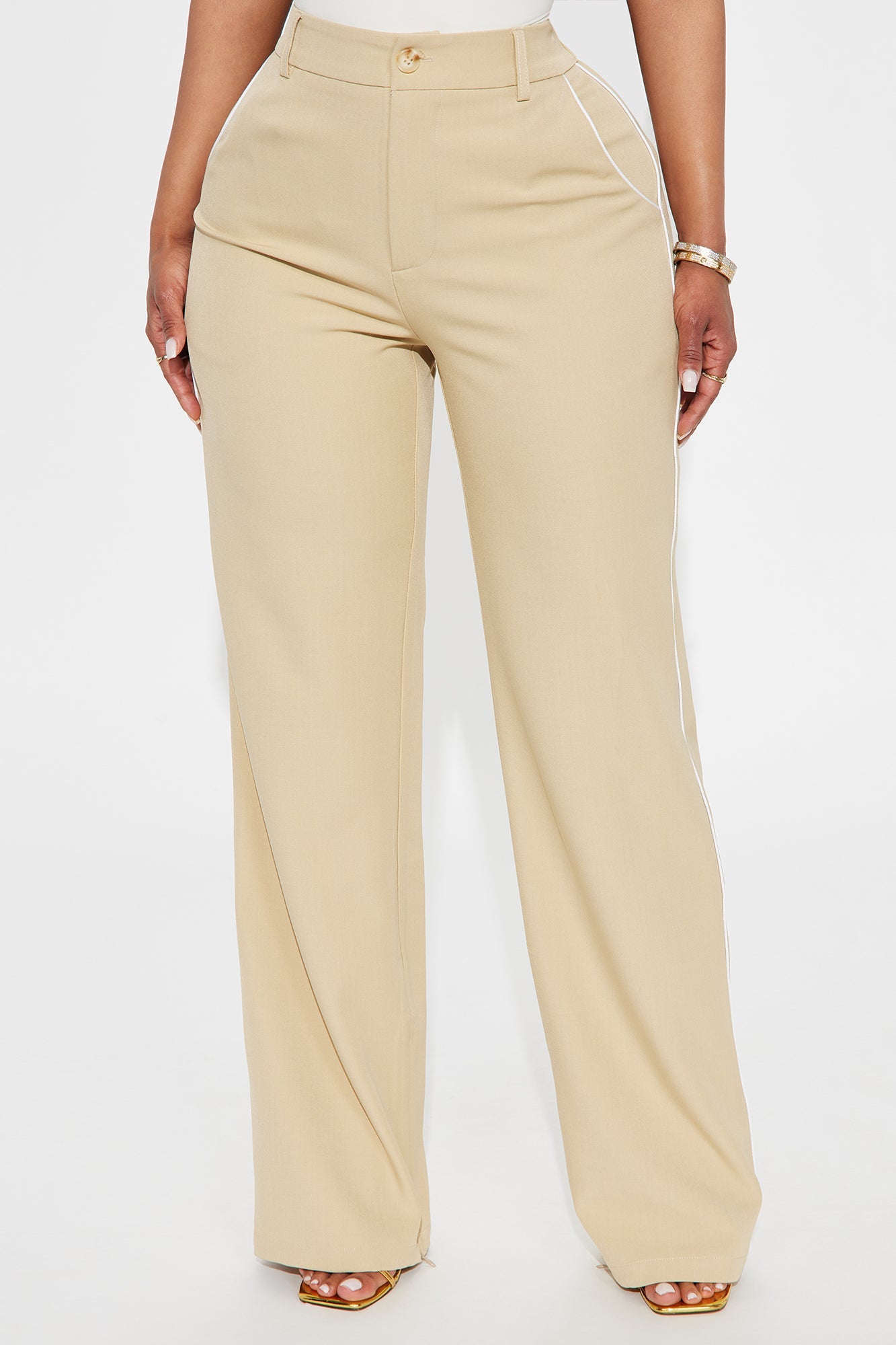 Camryn Wide Leg Trouser Pant - Khaki