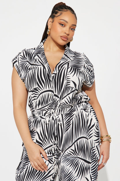 Rosalia Tropical Jumpsuit - Black/White