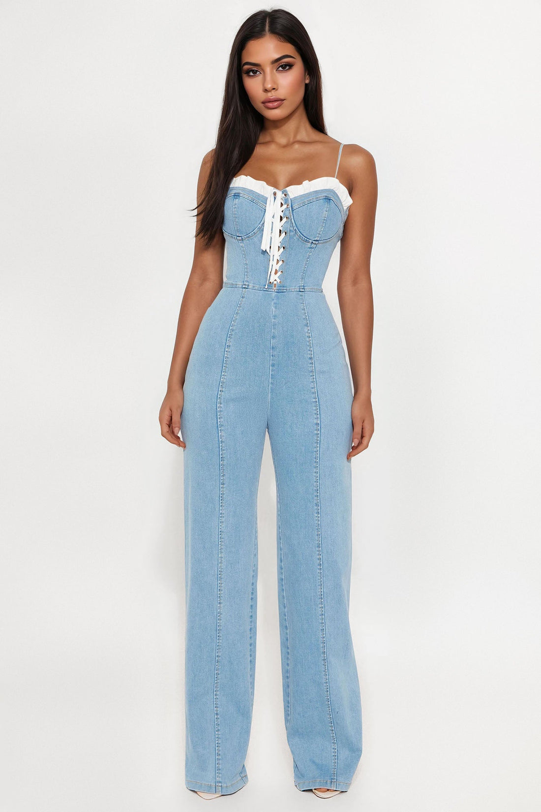 Sweet Side Washed Denim Jumpsuit - Light Wash