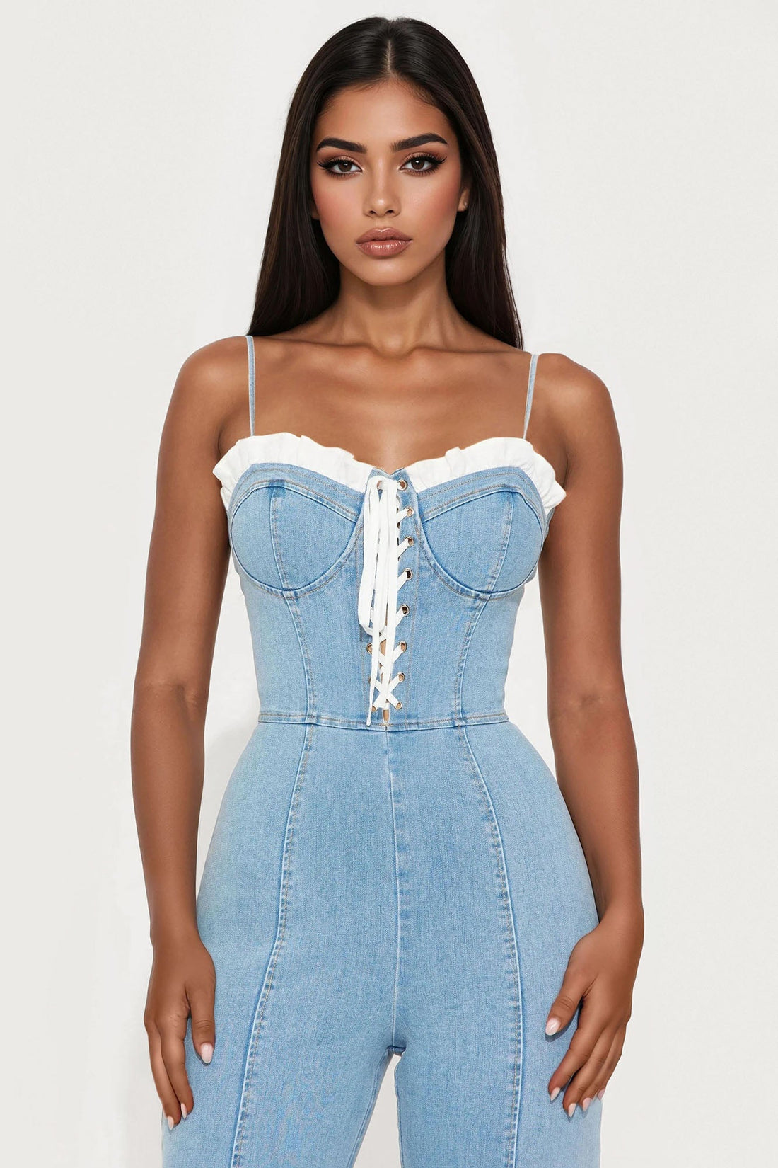 Sweet Side Washed Denim Jumpsuit - Light Wash