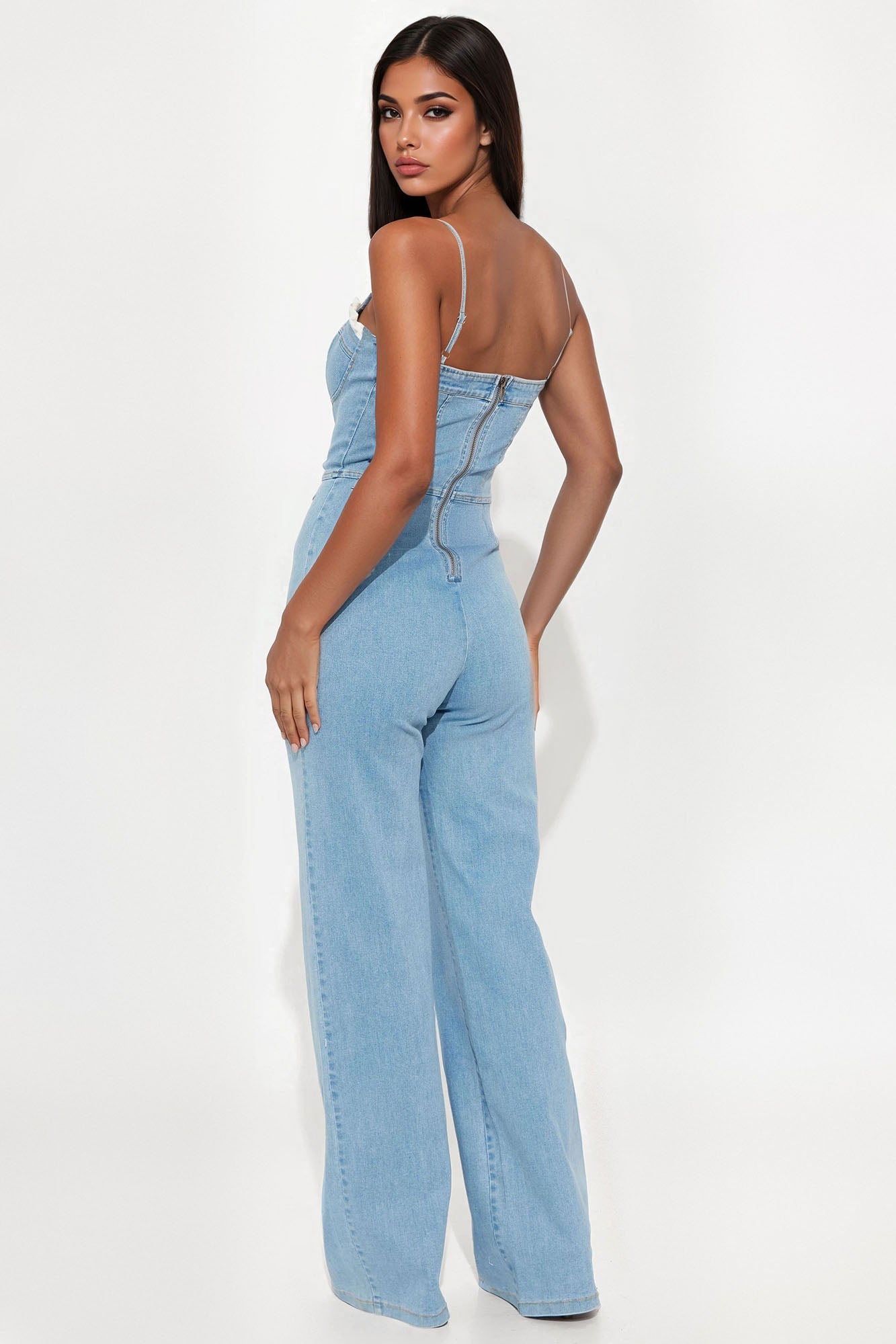 Sweet Side Washed Denim Jumpsuit - Light Wash