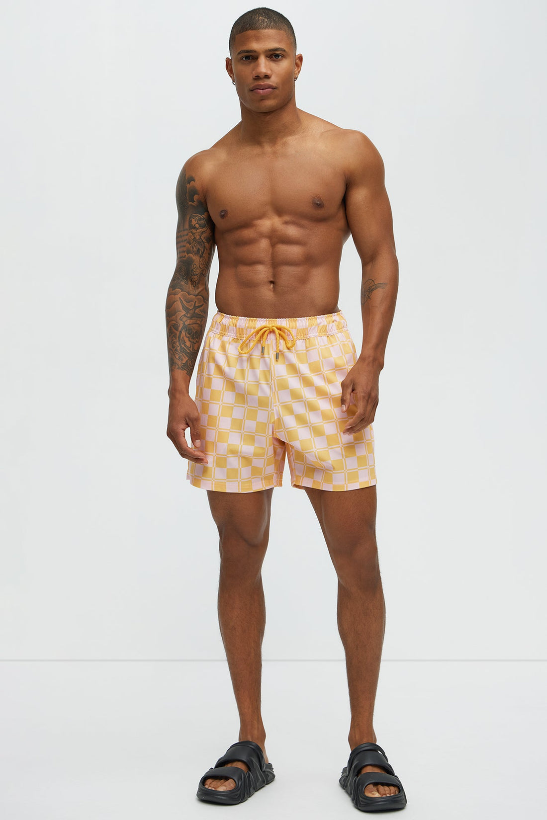 Checkered Day Club Swim Mid Trunk - Pink/combo