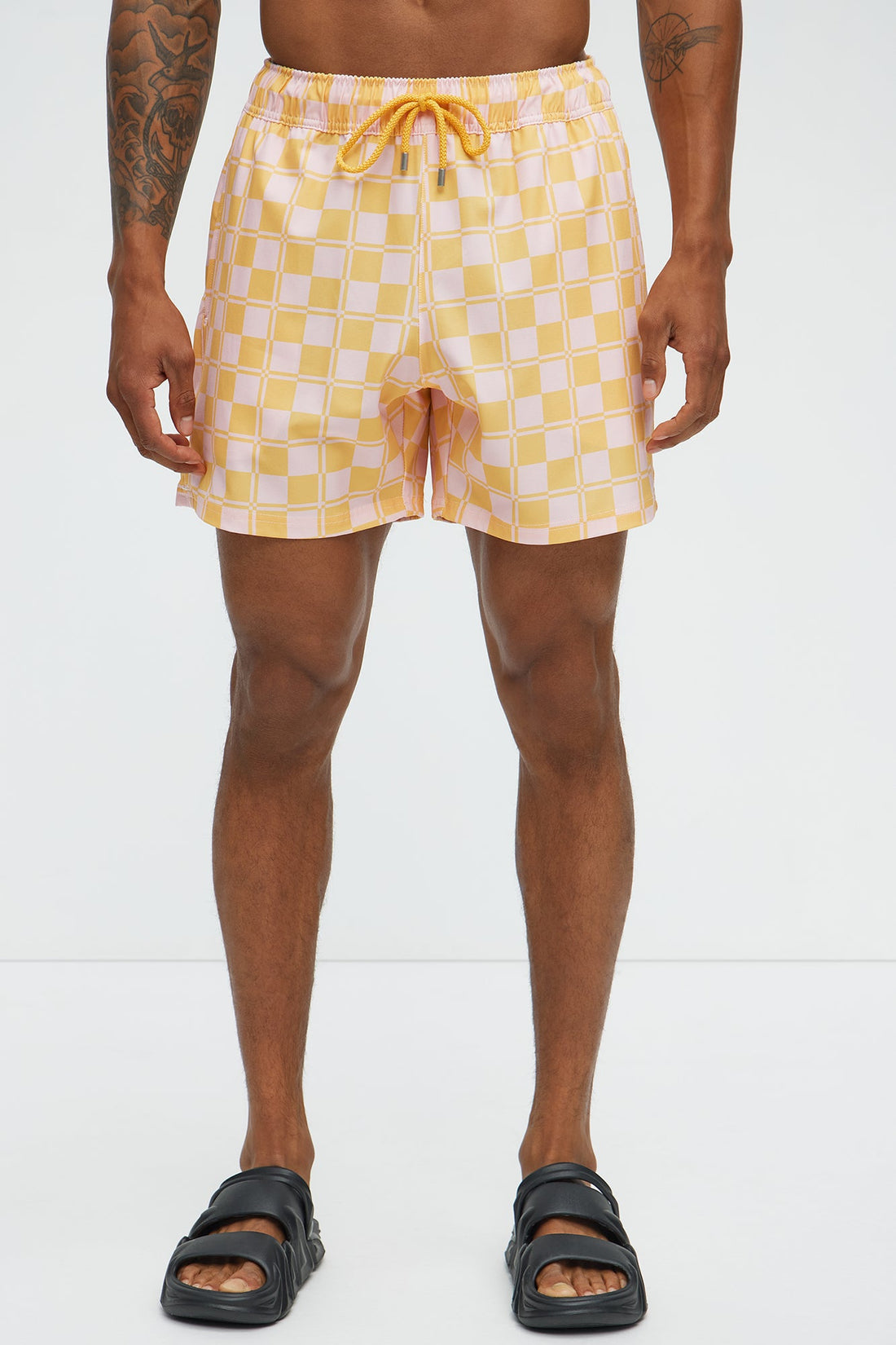 Checkered Day Club Swim Mid Trunk - Pink/combo