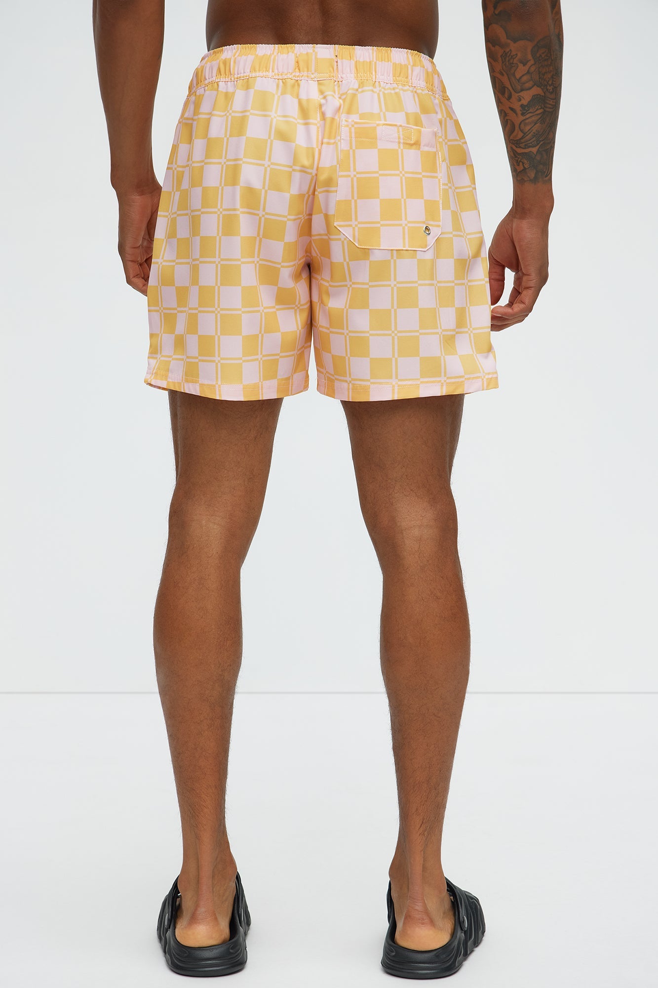 Checkered Day Club Swim Mid Trunk - Pink/combo