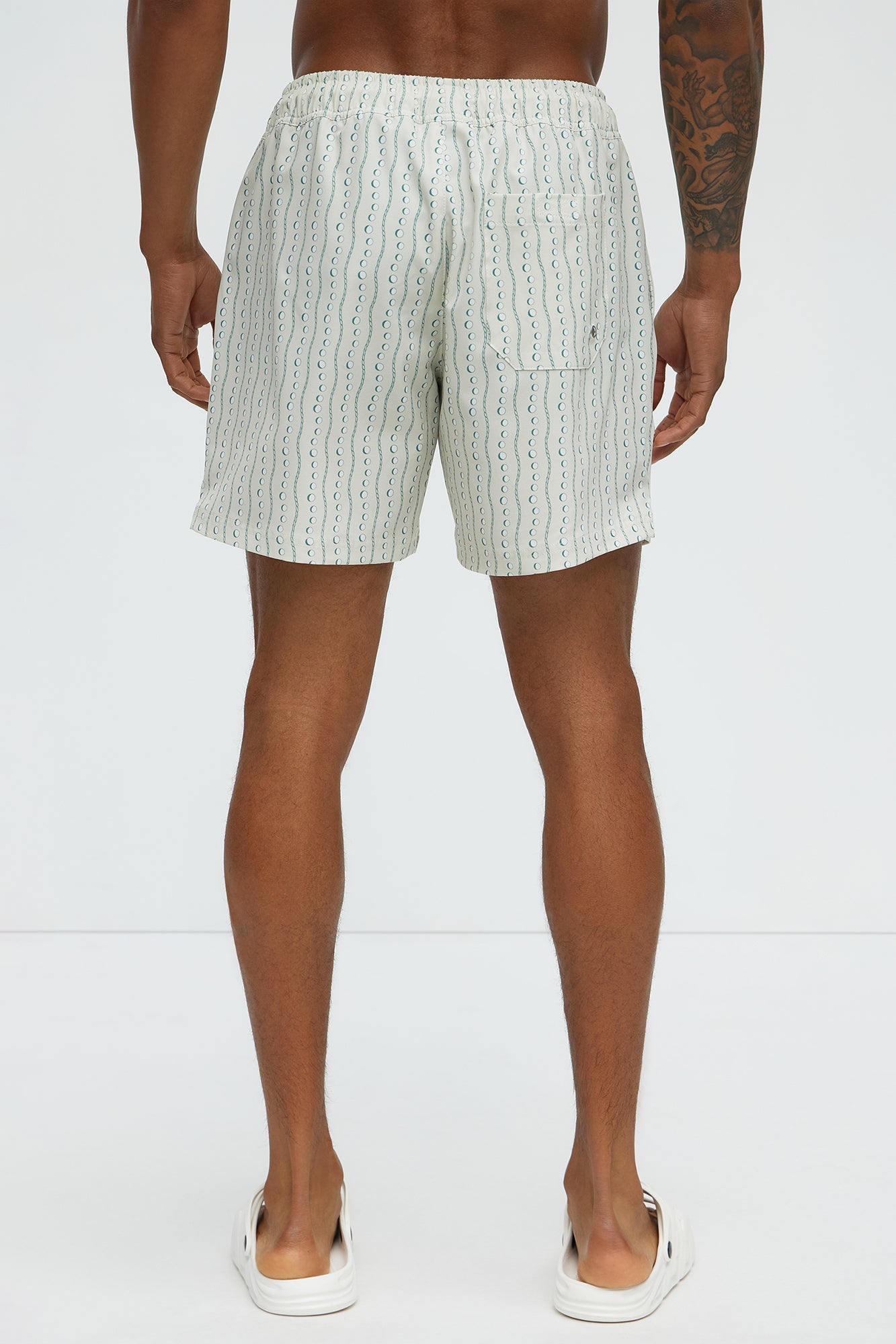 Pearl Printed Swim Mid Trunk - Cream/combo