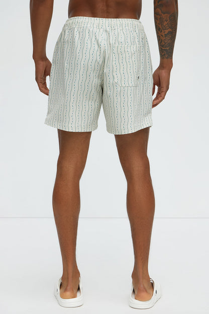 Pearl Printed Swim Mid Trunk - Cream/combo