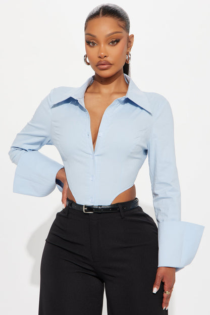 Rasheida Poplin Bodysuit - Blue