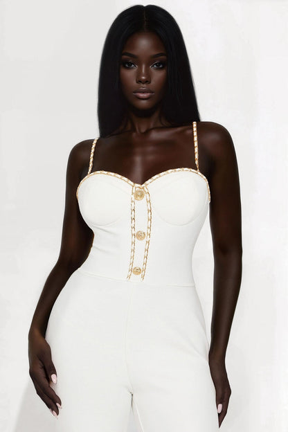 Get To The Point Bandage Jumpsuit - White
